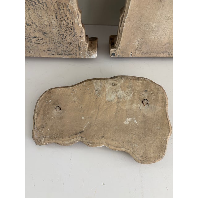 Set of 3 Vintage Plaster Architectural Wall Plaques With Renaissance Doorway Reliefs & Cherub Fragment For Sale - Image 13 of 14