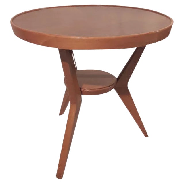 Mid-Century Round Wooden Coffee Table For Sale