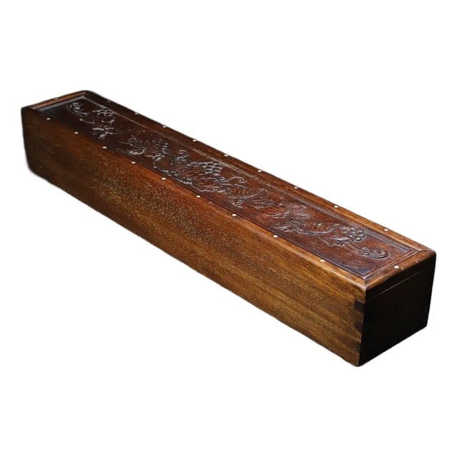Huali Rosewood Scroll Box Inlaid With Mother-of-Pearl For Sale