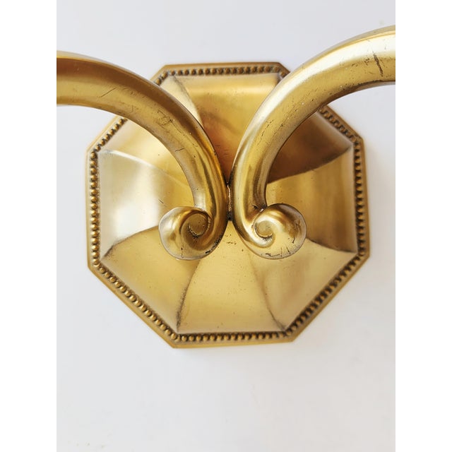 Metal Early 20th Century Georgian Cast Brass Wall Sconces-a Pair For Sale - Image 7 of 12