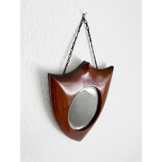 1930s Italian Deco Style Shield Wall Mirror For Sale In Sacramento - Image 6 of 11