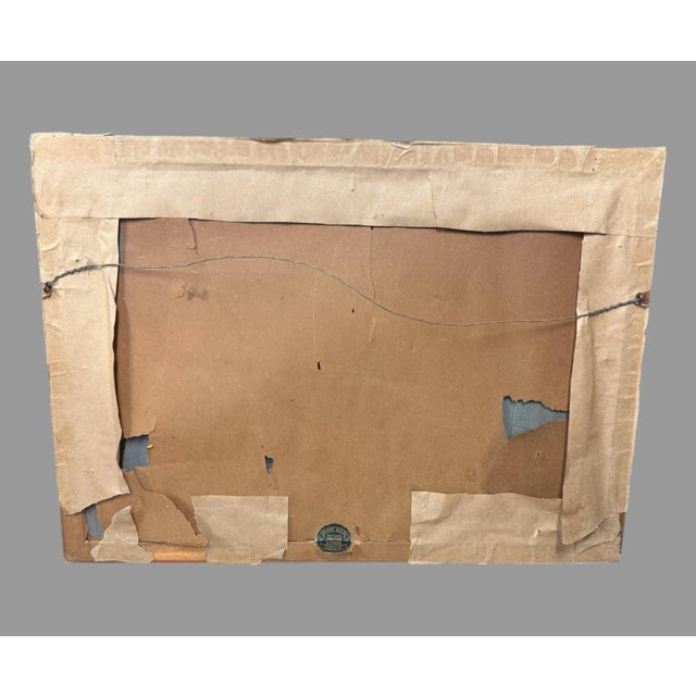 Vintage Country Landscape Windmill Oil Painting on Artists Board For Sale - Image 10 of 10