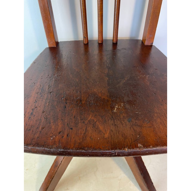 Early 20th Century Rustic Industrial Swivel Child's Chair, Hardwood & Cast Iron School Chair For Sale In Seattle - Image 6 of 10