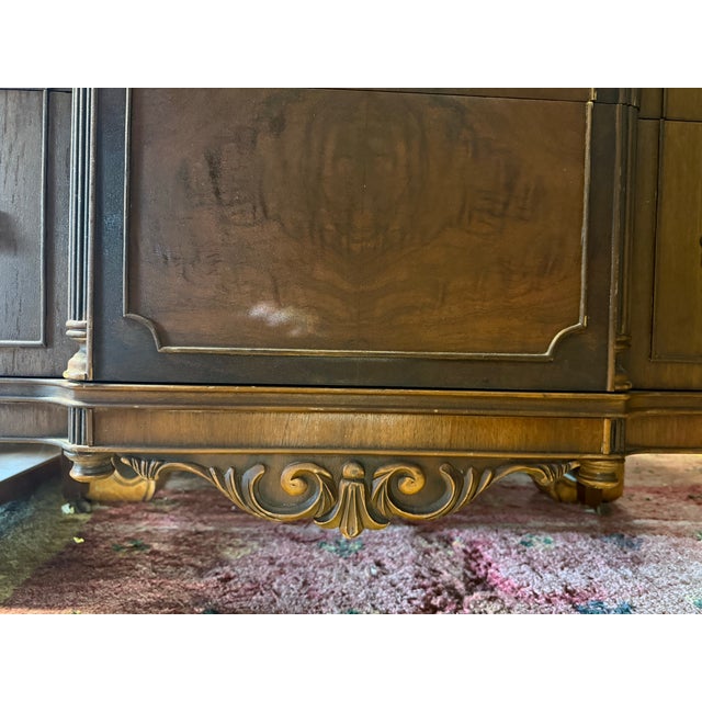 1930s Berkey and Gay Style Art Deco Mahogany Burlwood Highboy Dresser For Sale - Image 9 of 13
