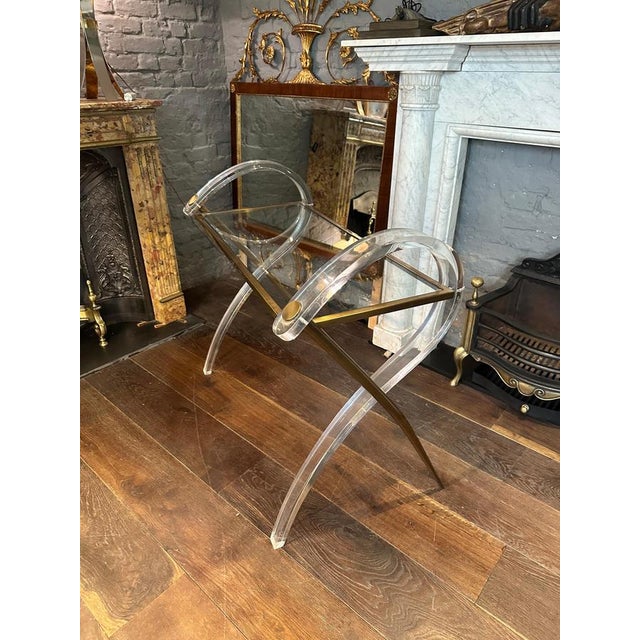 Vintage French Acrylic and Brass Console Table, 1980 For Sale - Image 10 of 15