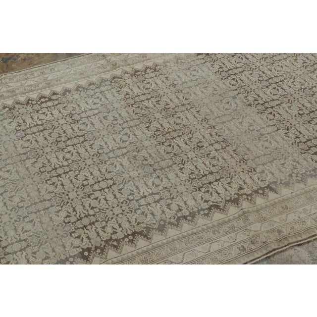 Rug & Kilim Antique Persian Malayer Rug in Brown and Cream With Geometric Pattern - Rug & Kilim For Sale - Image 4 of 7
