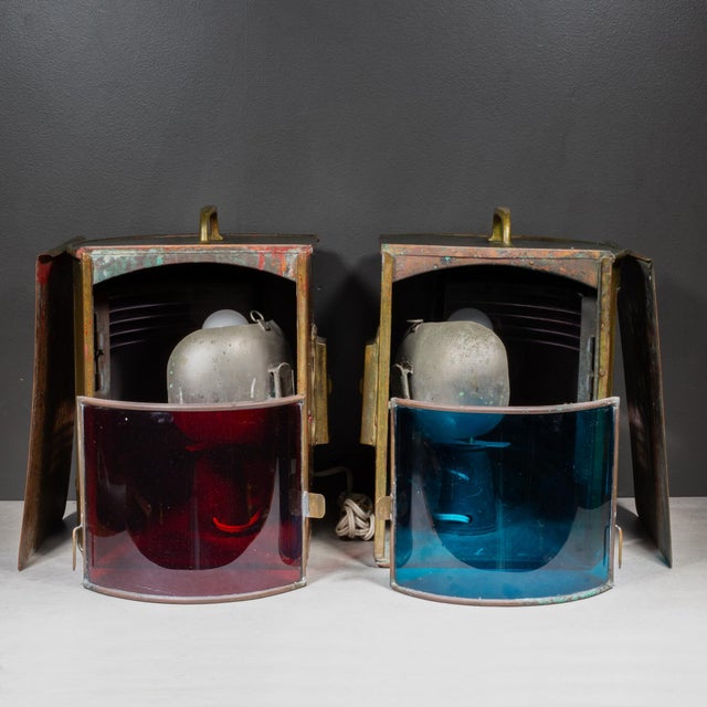 Early 20th Century English Copper and Brass Ship Lanterns - a Pair For Sale In San Francisco - Image 6 of 13