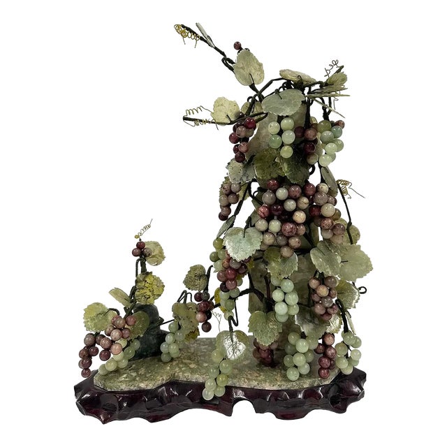 Mid-20th Century Chinese Jade Grape Vine Sculpture For Sale