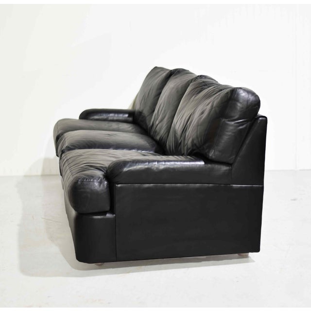 Vintage Black Leather 3 Seater Sofa by Hancock and Moore For Sale In Chicago - Image 6 of 12