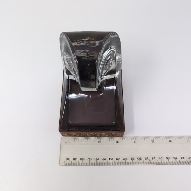 VTG Art Deco Style Clear Glass Scroll / Wave Bookends Pair Set Heavy For Sale - Image 11 of 12