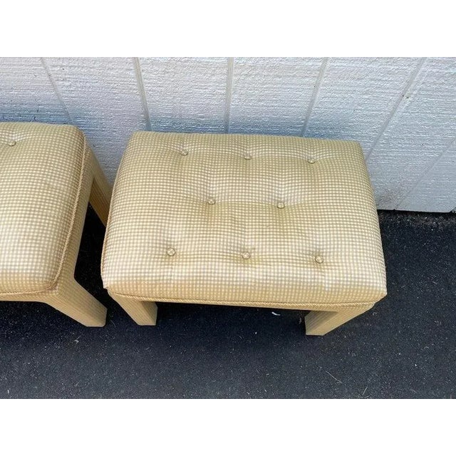Gold Pair of Billy Baldwin Style Silk Pillow Top Ottomans or Stools For Sale - Image 8 of 13
