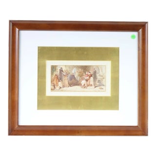 Early 20th Century Counsel Meeting Original Watercolor Signed For Sale
