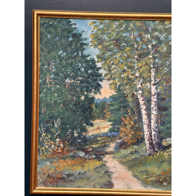 Arne Nilsson, Path Between, 1950s, Oil on Panel, Framed For Sale - Image 10 of 12