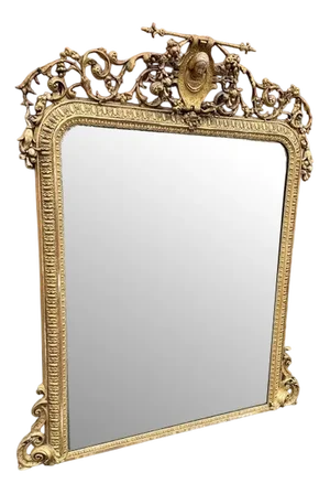 Large Antique Gilt Overmantle Mirror