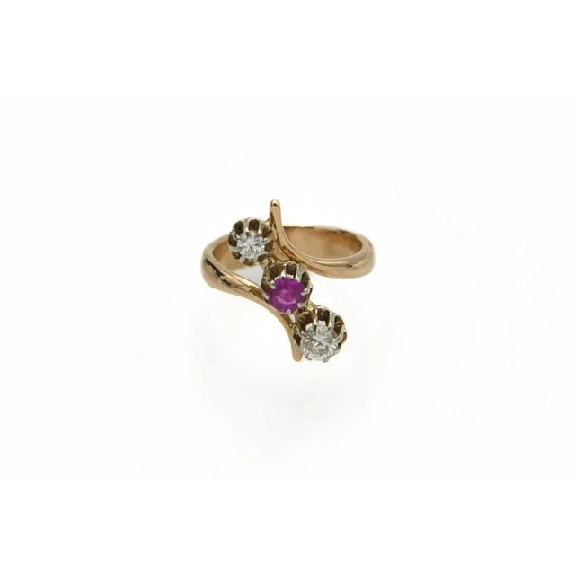 Gold French Trilogy Ring with Ruby and Diamonds, 1890s For Sale - Image 8 of 11