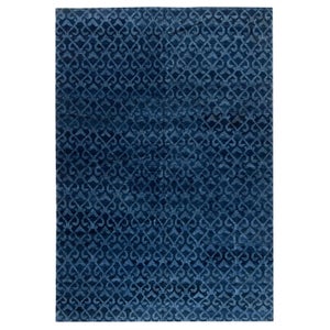 Contemporary Navy Blue Handcrafted Pashmina Euro Rug by Doris Leslie Blau