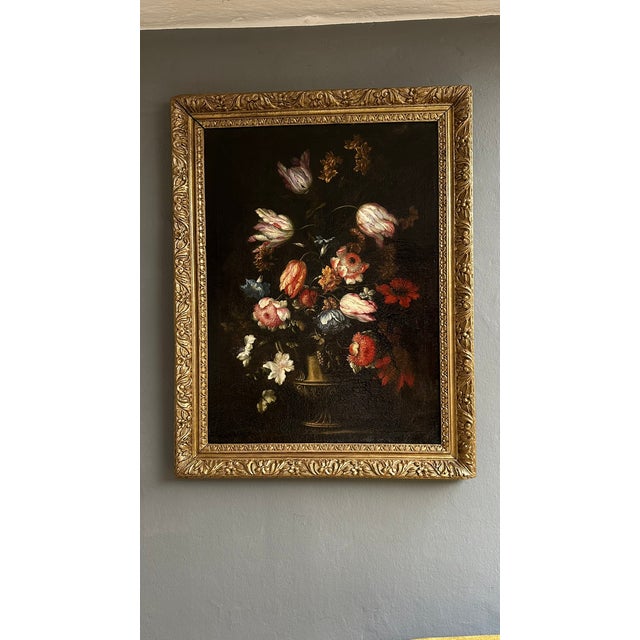 Oil on canvas, Vase of Flowers by Francesco Caldei, known as Francesco Mantovani, Mantua 1584-Venice 1674. This is a...