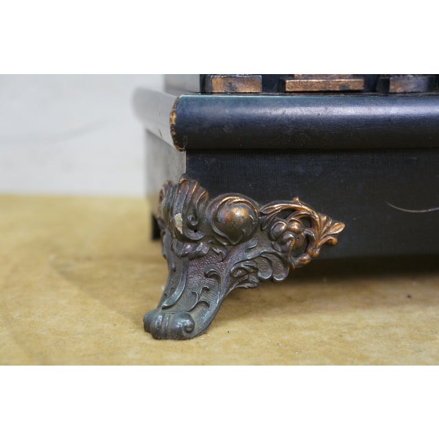 Antique Sessions Neoclassical Figure With Lyre Key Wound Mantel Clock 17" For Sale - Image 9 of 17