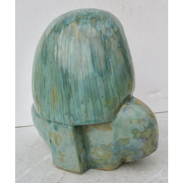 1910s Stoneware Bust of Egyptian Pharoh Circa 1900 For Sale - Image 5 of 10