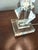 Glass 1970s Mid-Century Modern Ethan Allen Geometric Crystal Table Lamp With Linen Drum-Style Shade For Sale - Image 7 of 10