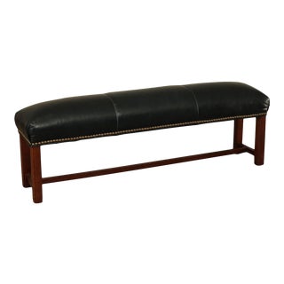 Chippendale Style Leather Long Stool or Ottoman For Sale