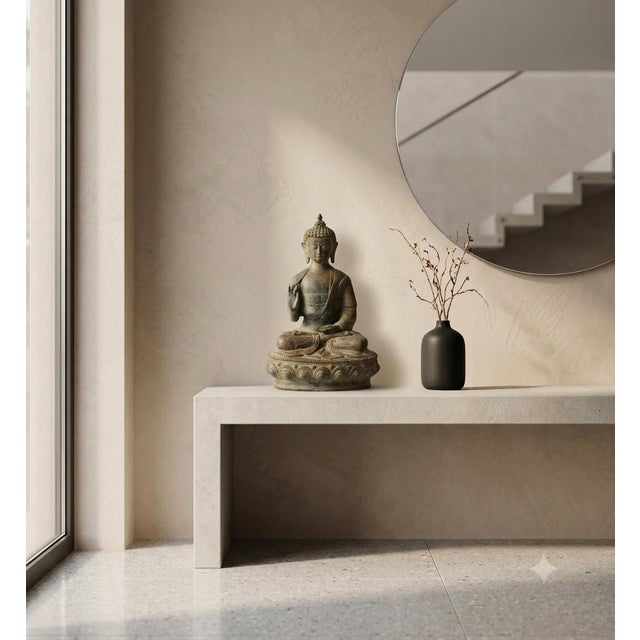 A large, heavy-weight, beautifully sculpted Tibetan-style bronze Buddha, seated in the traditional lotus posture upon an...
