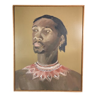 1990s "Portrait of a Black Gentleman" Oil Painting by Elyssa Rundle, Framed For Sale