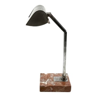 1930s Art Déco Aluminum Marble Desk Lamp For Sale