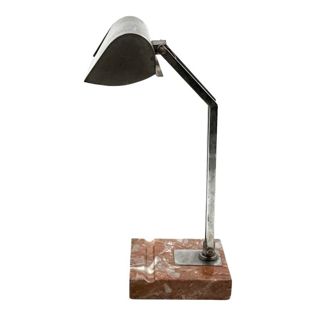 1930s Art Déco Aluminum Marble Desk Lamp For Sale