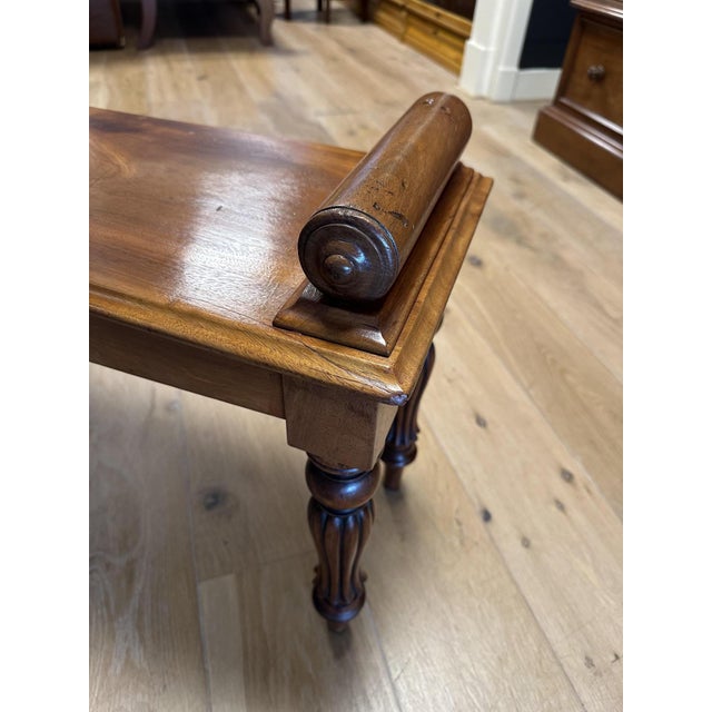 Wood Antique Window Seat in Mahogany, 1880 For Sale - Image 7 of 8