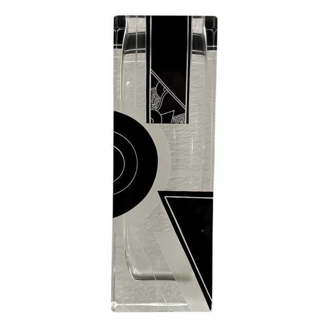 Art Deco Acid Etched Black Glass Vase by Karl Palda, 1930s For Sale