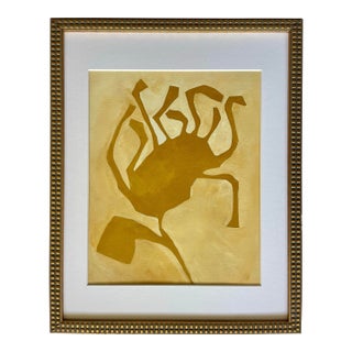 2026 "Calendula" Modern Abstract Botanical Painting on Paper by Artist r.k. Red For Sale