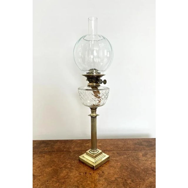 Gold Victorian Brass Oil Lamp, 1880s For Sale - Image 8 of 8