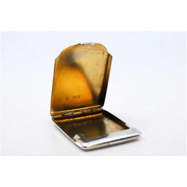Silver Plain Silver Matchbook with Gold Interior and Hinged Lid For Sale - Image 8 of 11