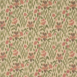 Schumacher Leonora Warp Print Fabric In Jewel For Sale
