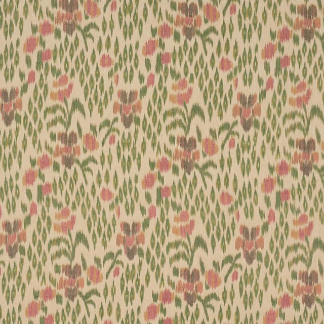 Schumacher Leonora Warp Print Fabric In Jewel For Sale