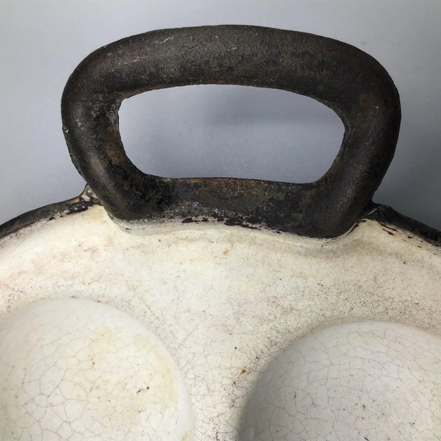 Antique White Bimvelo Pastry Pan Enamel Over Cast Iron 5 Cavity For Sale - Image 8 of 12