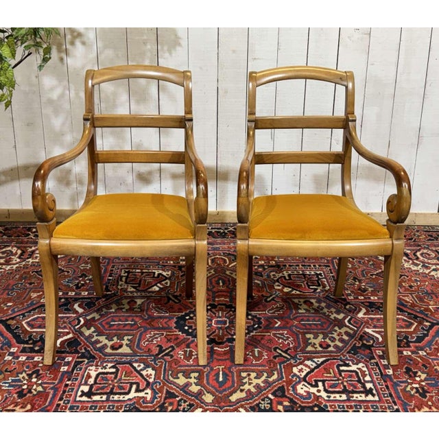 1960s Cherrywood Armchairs with Scrolled Backs, 1960s, Set of 2 For Sale - Image 5 of 11