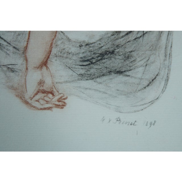 Gray Antique 1898 Manon French Rene Francois Xavier Prinet Lithograph Print, Framed For Sale - Image 8 of 12