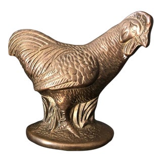1960s Large Vintage Brass Rooster Bookend For Sale