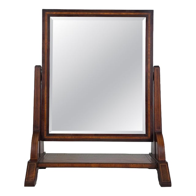 Antique English Inlaid Mahogany Dressing Mirror, 1890s For Sale