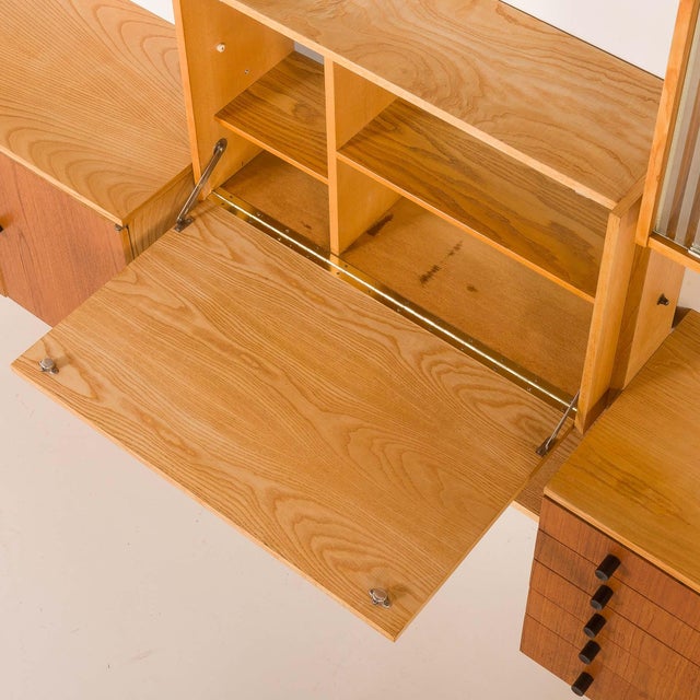 Mid-Century Floor to Celling Wall Unit in Teak and Ash, Czechoslovakia, 1960s For Sale - Image 13 of 18