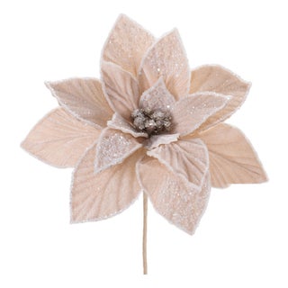 Beaded Poinsettia Flower Stem (Set of 4) For Sale