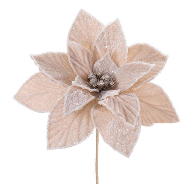 Beaded Poinsettia Flower Stem (Set of 4) For Sale