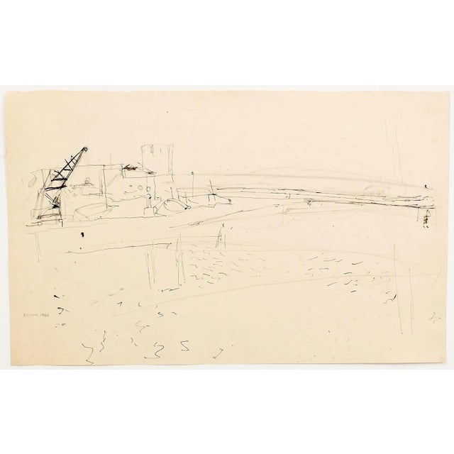 Beach is an original drawing in pencil and pen on paper realized by Jeanne Daour. The state of preservation is good except...