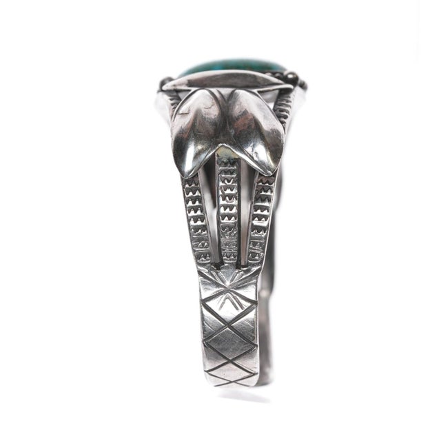Late 20th Century 6 1/8" 30's-40's Navajo Silver Cuff Bracelet With Awesome Turquoise For Sale - Image 5 of 10
