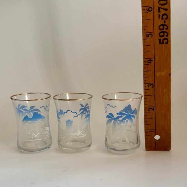 1950s Mid Century ModernTropical Shot Glasses – Set of 3 For Sale - Image 4 of 4