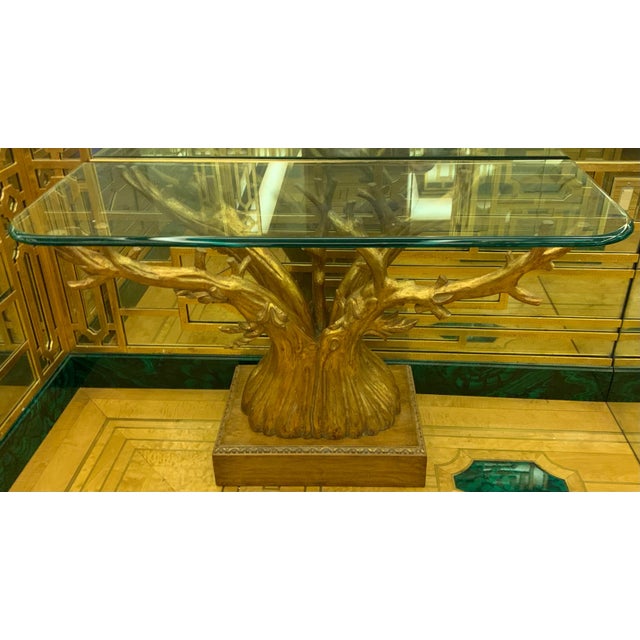 Modern 1980s Vintage Glass Top Console Table For Sale - Image 3 of 10