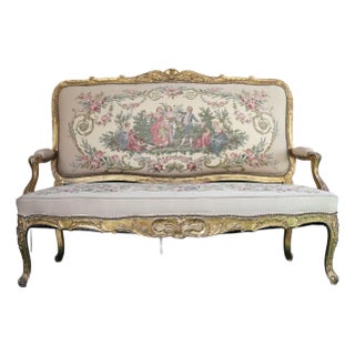 19th Century Upholstered Sofa With Musical Motifs, France For Sale