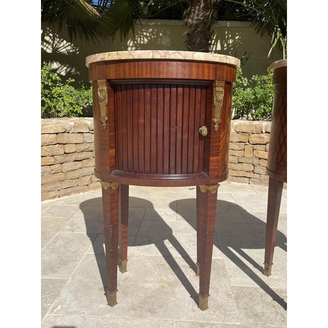 Louis XVI Style Tambour Bedside Tables, Set of 2 For Sale - Image 6 of 13